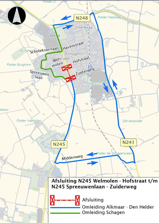 Afsluiting Westerweg (N245) en omleiding autoverkeer