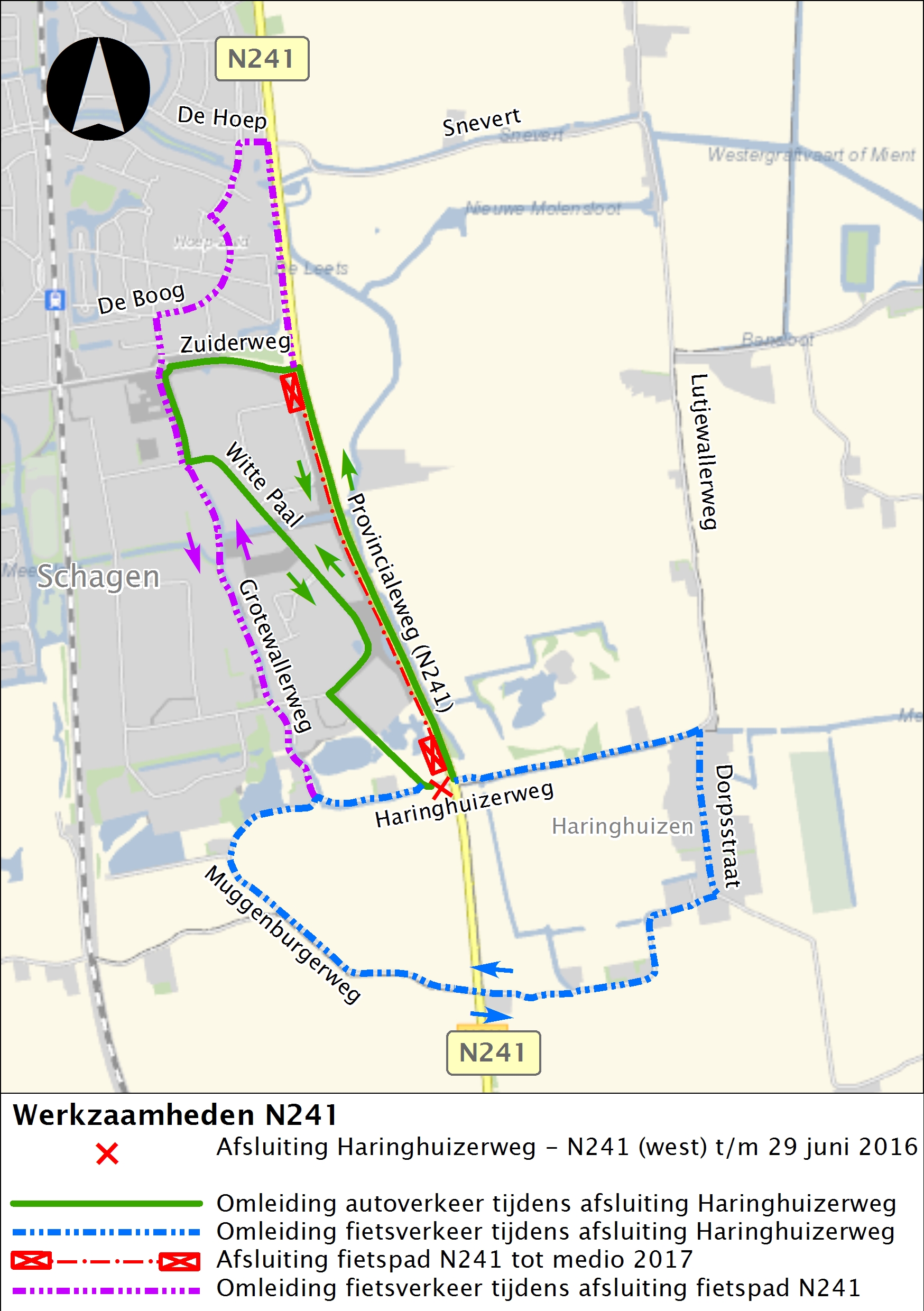 Werkzaamheden aan de Provincialeweg (N241) in Schagen