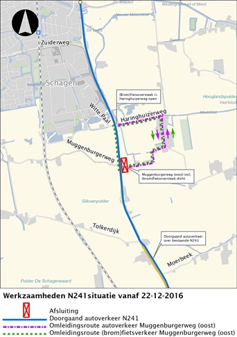 Omleidingskaart N241 afsluiting Muggenburgerweg oost per 22 december 201...