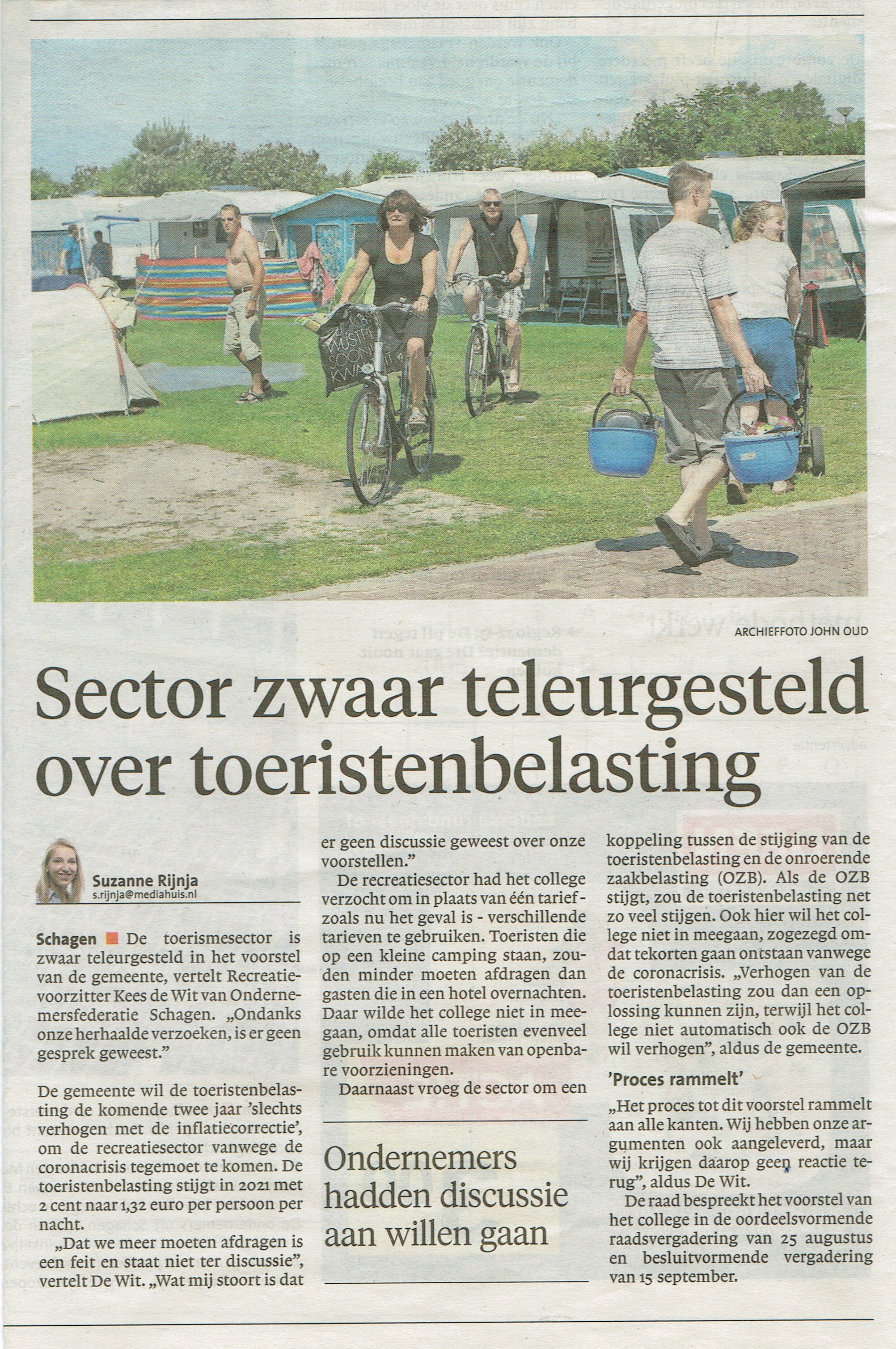 OFS sector Recreatie&Toerisme zwaar teleurgesteld over toeristenbelasting