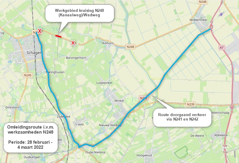 N248 (Kanaalweg) / Wadweg  - gemeente Schagen