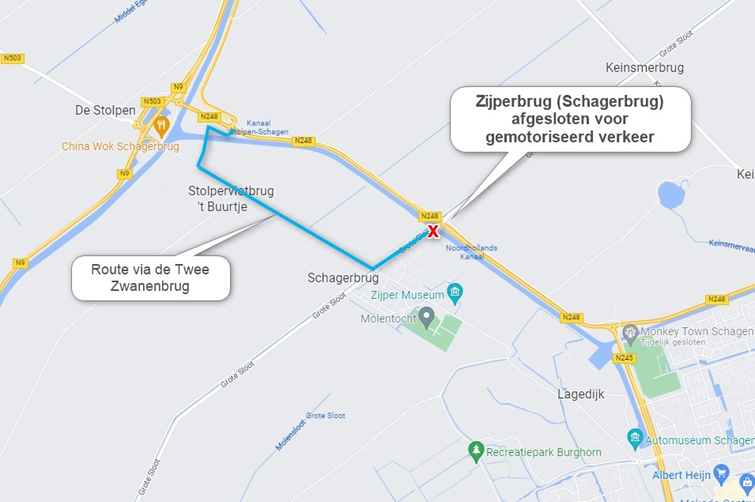 Zijperbrug afgesloten van 10 oktober tot en met 14 oktober 2022