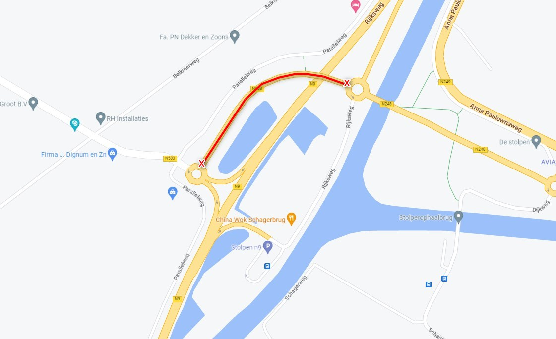 Werkzaamheden 'verbindingsweg' N503, 12 t/m 15 mei