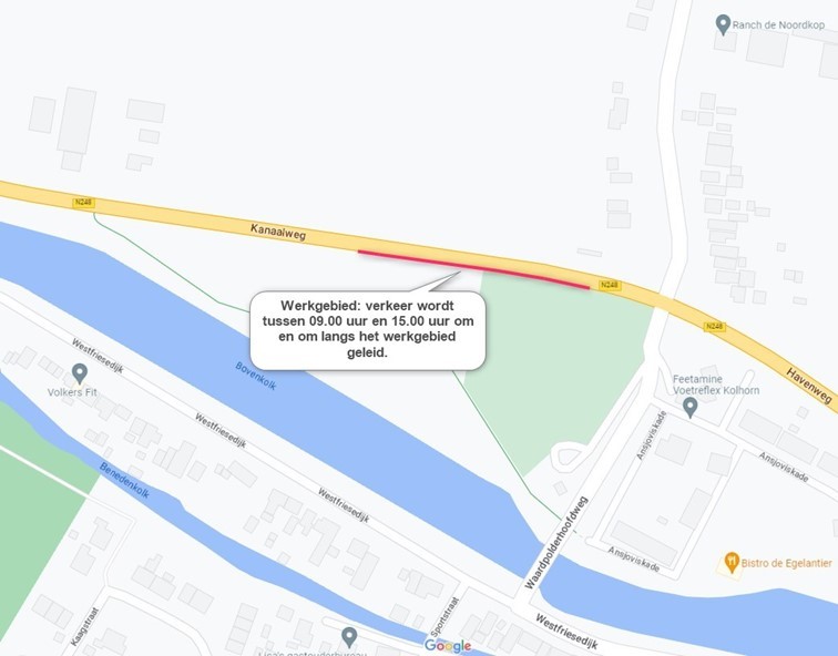 Werkzaamheden N248 Havenweg (Kolhorn) van 1 mei t/m 19 mei 2023 - gemeente Hollands Kroon