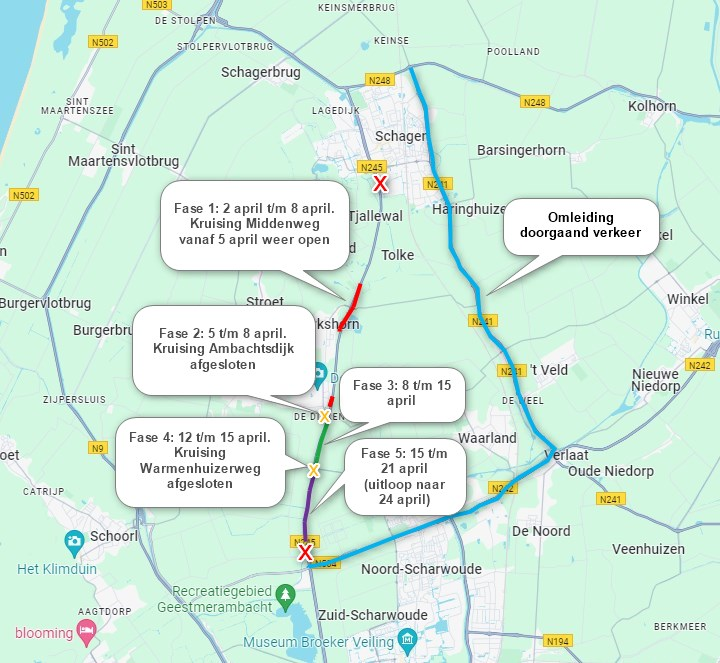 Vooraankondiging werkzaamheden N245 van 2 april t/m 24 april 2024