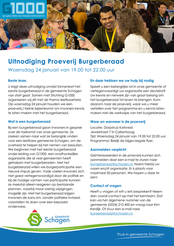 Flyer programma proeverij burgerberaad - uitnodiging