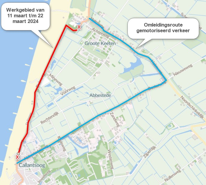 Asfaltwerkzaamheden N502 Duinweg van 11 t/m 22 maart 2024