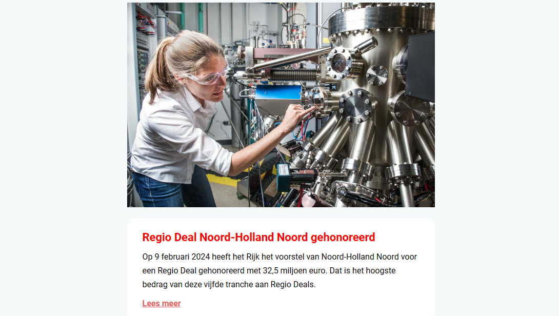 Regio Deal Noord-Holland Noord gehonoreerd