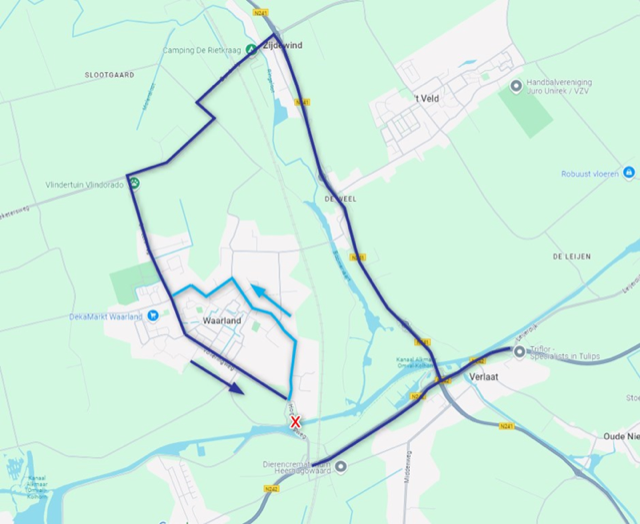 De Hogebrug nabij Waarland afgesloten van 14 t/m 16 oktober 2024 (07.00 - 16.00 uur)