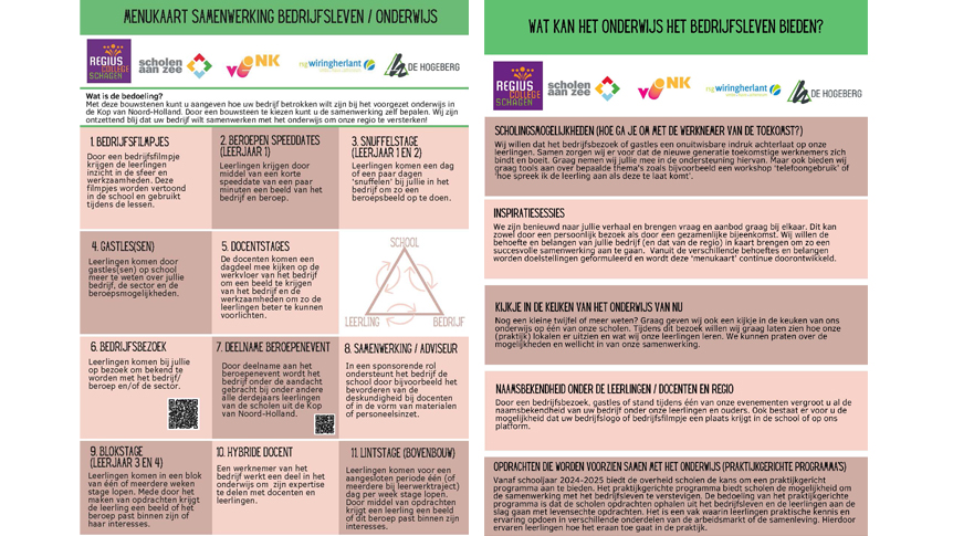 Versterking samenwerking tussen het onderwijs en het bedrijfsleven in de regio