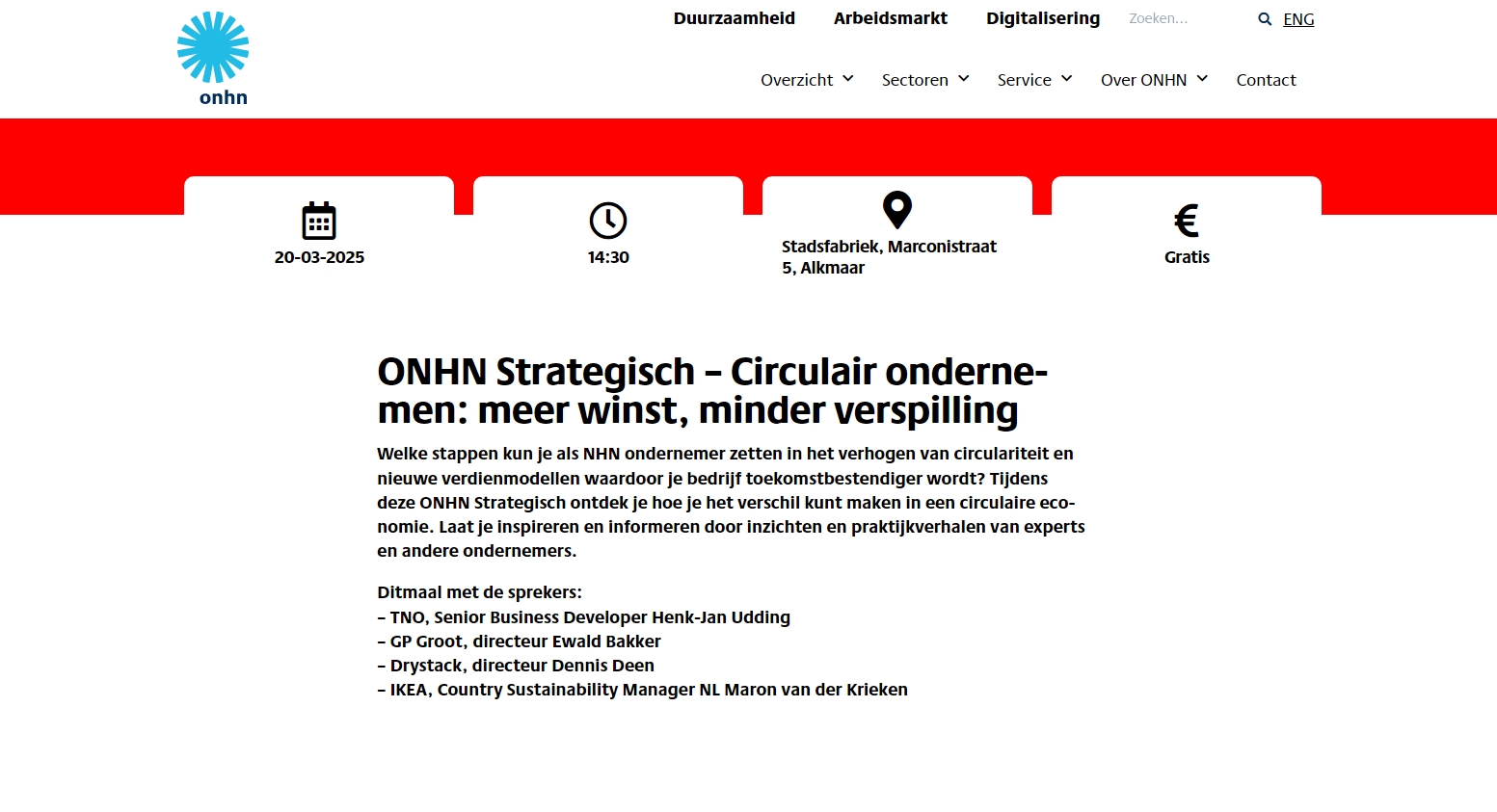 UITNODIGING ONHN Strategisch – Circulair ondernemen: meer winst, minder verspilling