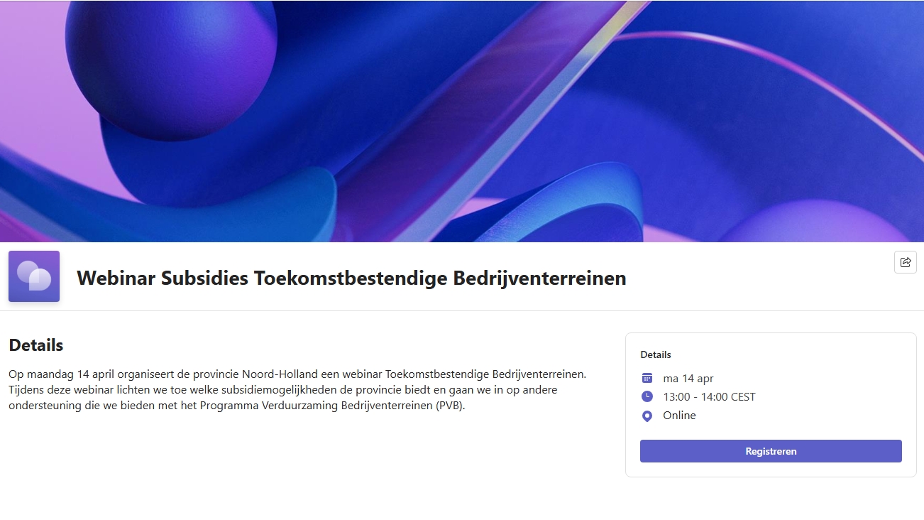 Webinar Toekomstbestendige Bedrijventerreinen