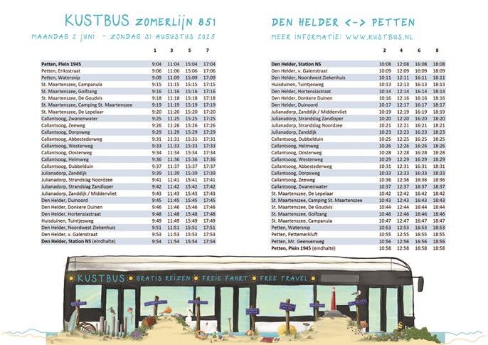 Flyer Kustbus 2025 A4 timetable