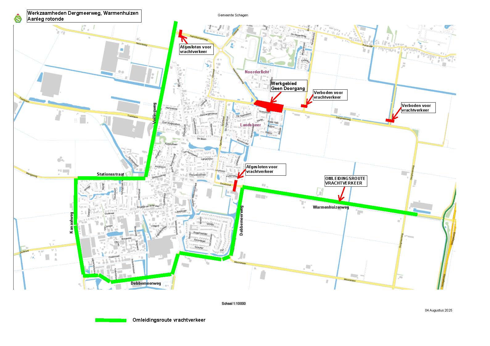 Ondernemersinformatie over tijdelijke afsluiting kruising Poolster – Heerlijkheid – Dergmeerweg in Warmenhuizen