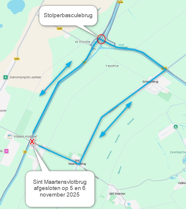 Sint Maartensvlotbrug afgesloten op woensdag 5 en donderdag 6 november 2025