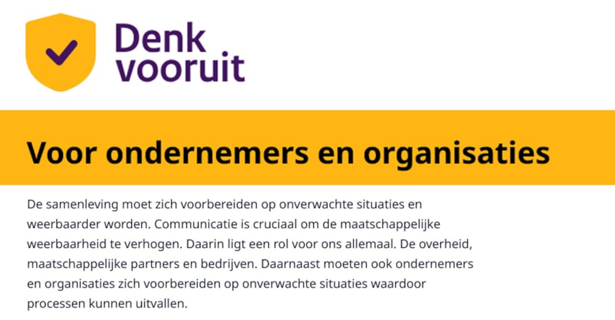 Voor ondernemers en organisaties Denk vooruit