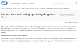 Decentralisatie-uitkering opruiming drugsafval VNG